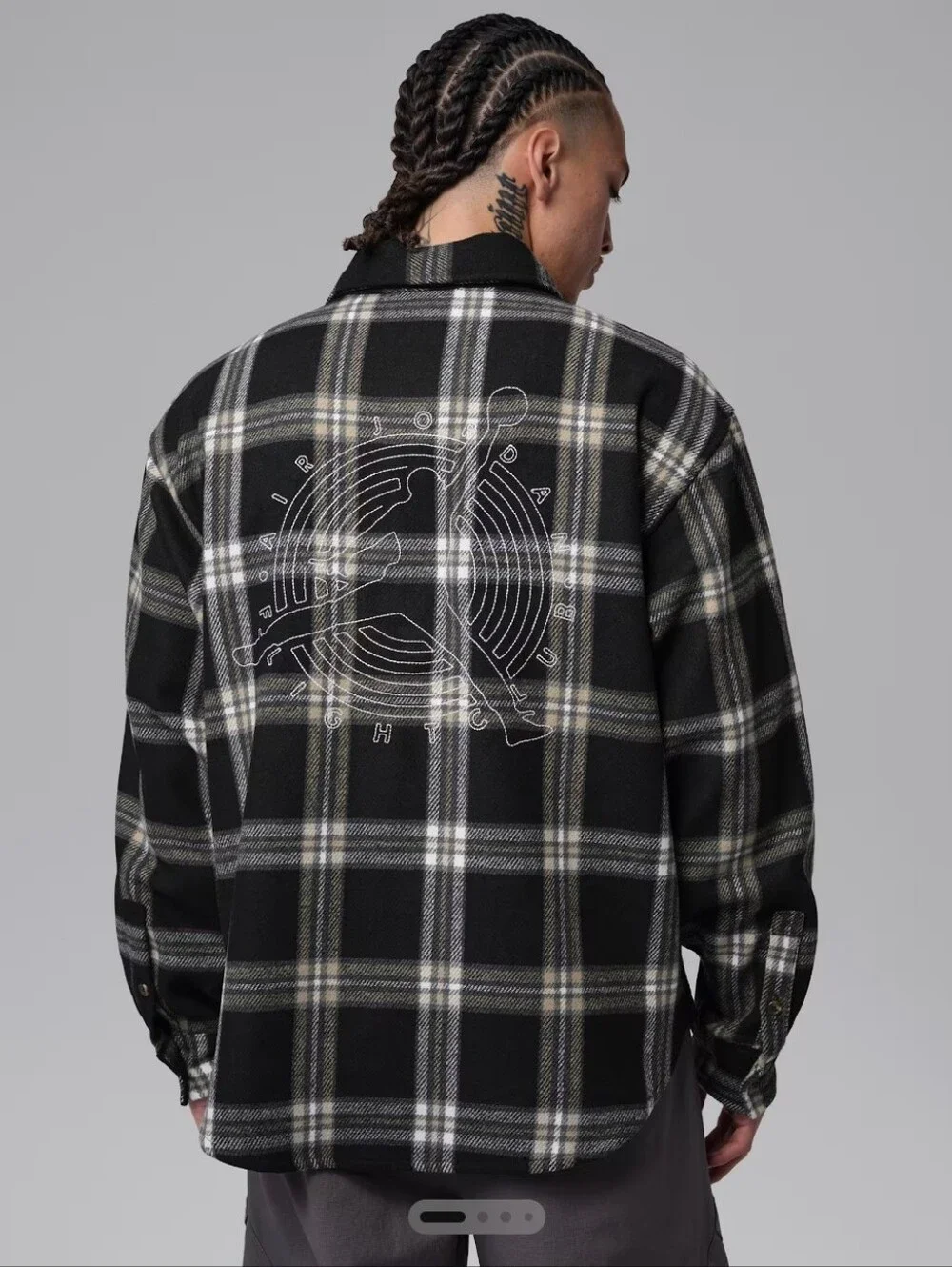 Jordan Black Plaid Button-Down Shirt with Back Graphic